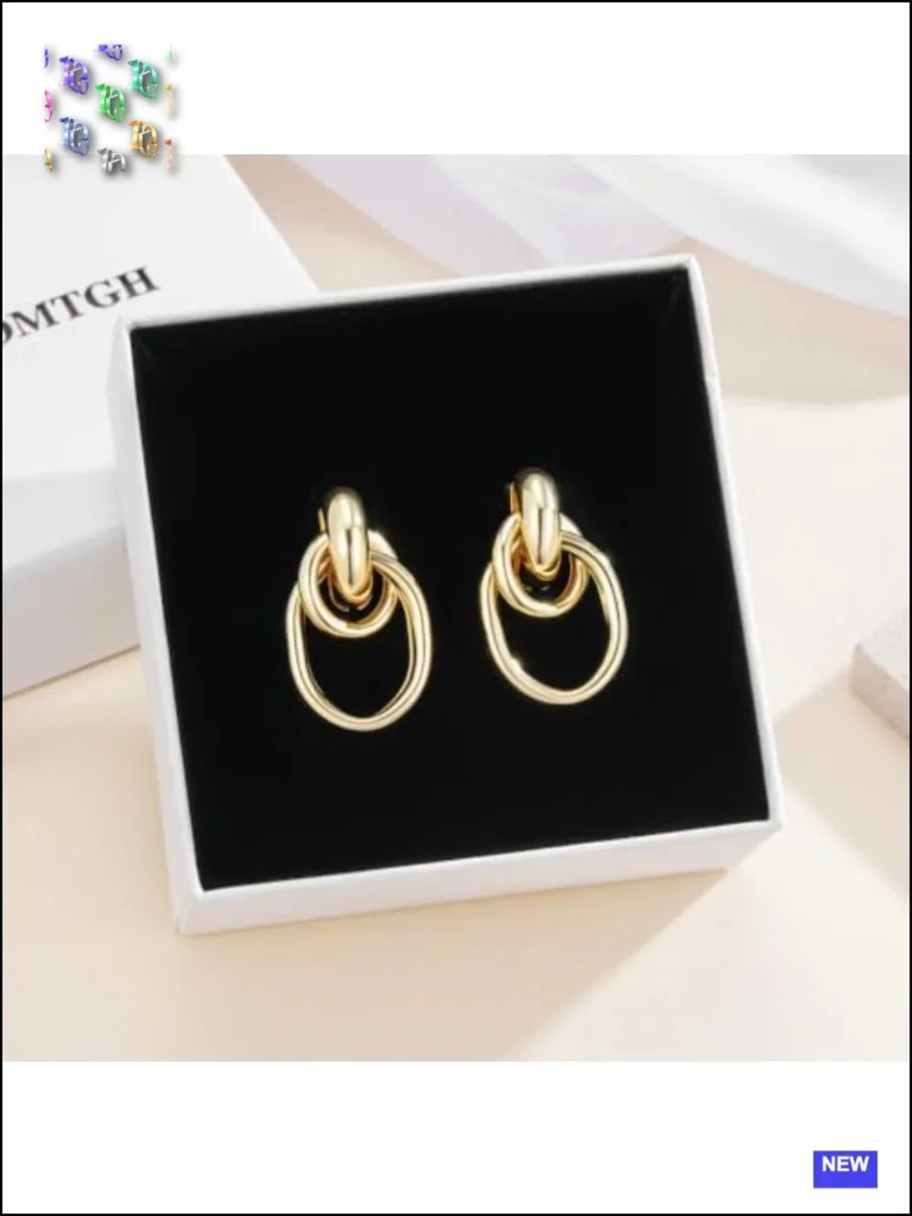 Chunky Gold Drop Dangle Earrings Geometric Link Hoop Hypoallergenic Lightweight